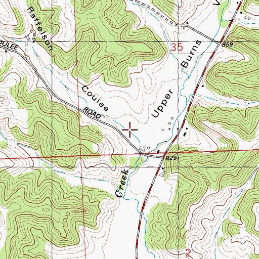Topographic Map of Raffelson Coulee, WI