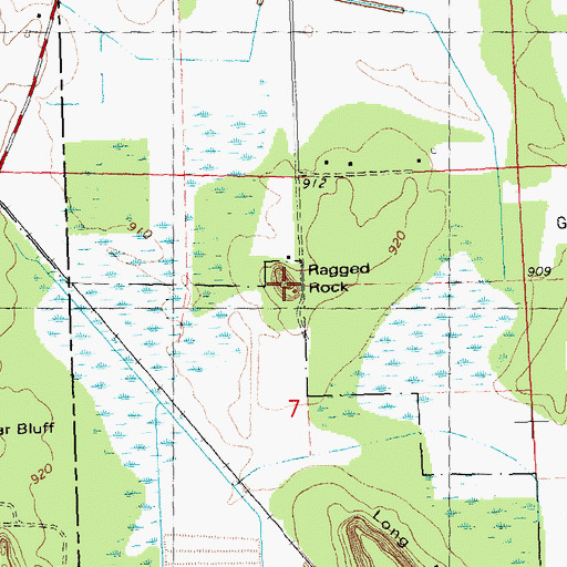 Topographic Map of Ragged Rock, WI