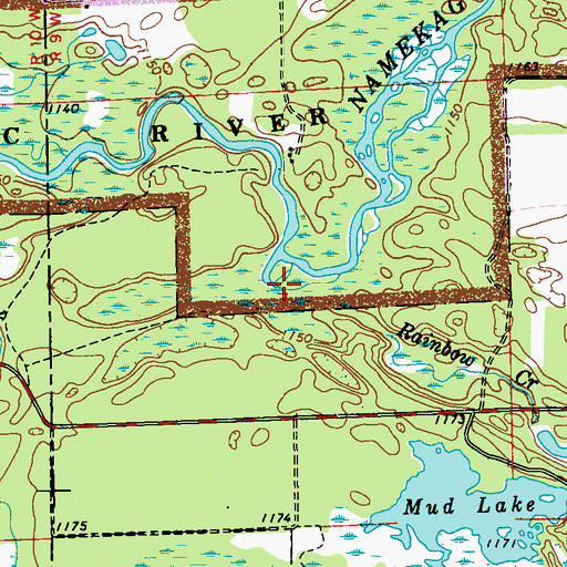 Topographic Map of Rainbow Creek, WI