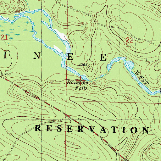 Topographic Map of Rainbow Falls, WI