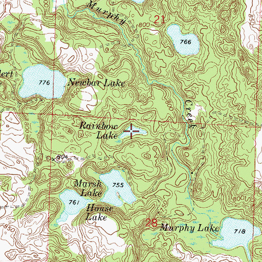 Topographic Map of Rainbow Lake, WI