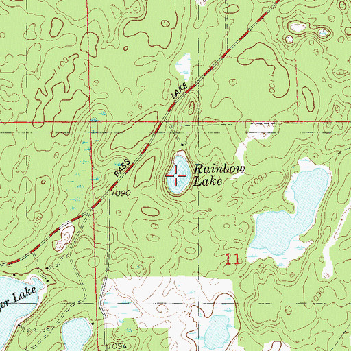 Topographic Map of Rainbow Lake, WI