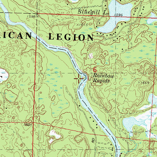 Topographic Map of Rainbow Rapids, WI