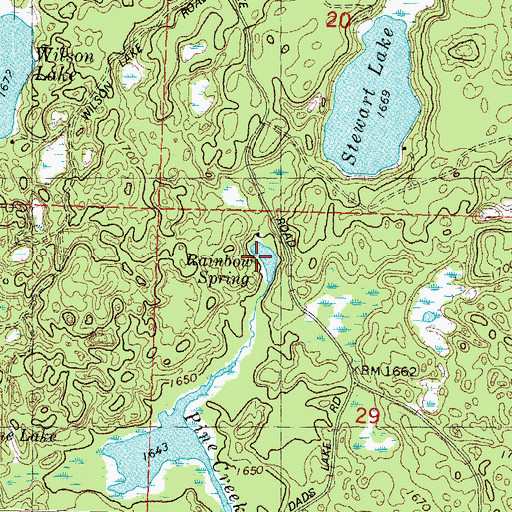 Topographic Map of Rainbow Spring, WI