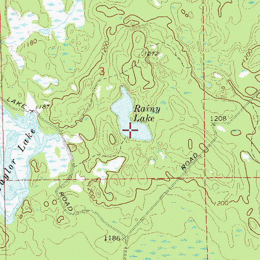 Topographic Map of Rainy Lake, WI
