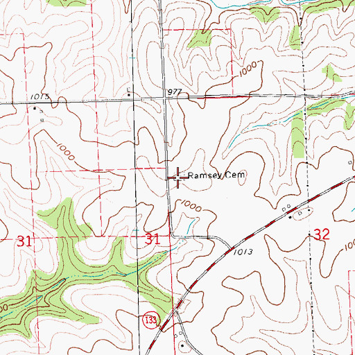 Topographic Map of Ramsey Cemetery, WI