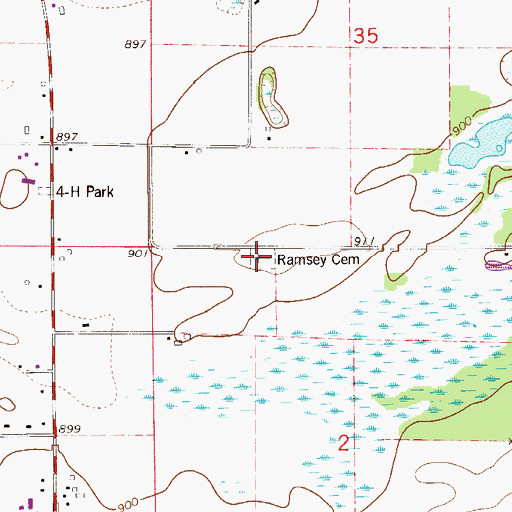 Topographic Map of Ramsey Cemetery, WI