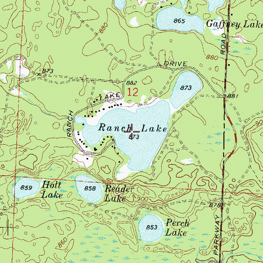 Topographic Map of Ranch Lake, WI