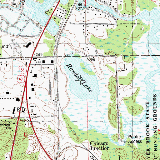 Topographic Map of Randall Lake, WI