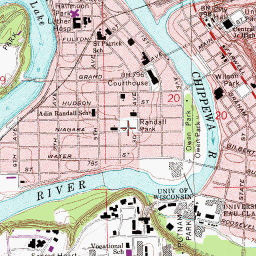Topographic Map of Randall Park, WI