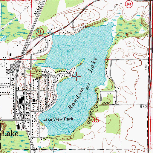 Topographic Map of Random Lake, WI