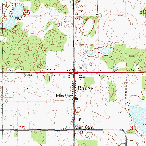 Topographic Map of Range, WI