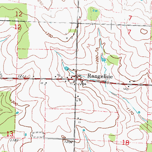 Topographic Map of Rangeline, WI