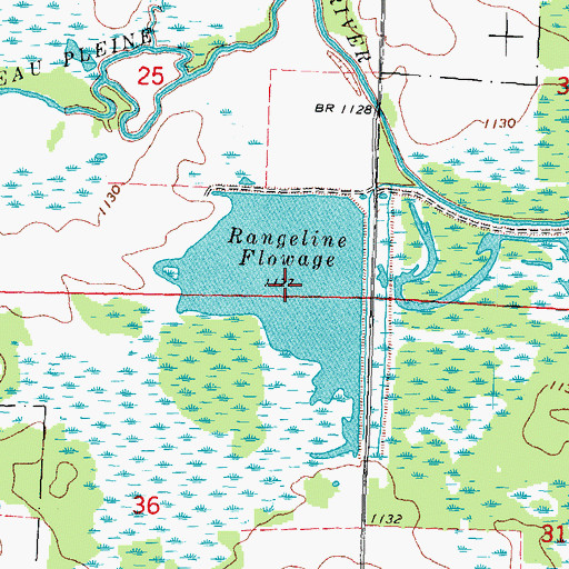 Topographic Map of Rangeline Flowage, WI