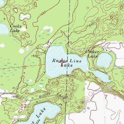 Topographic Map of Range Line Lake, WI