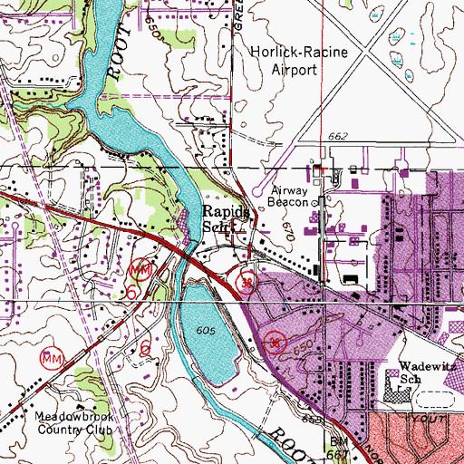 Topographic Map of Rapids School, WI