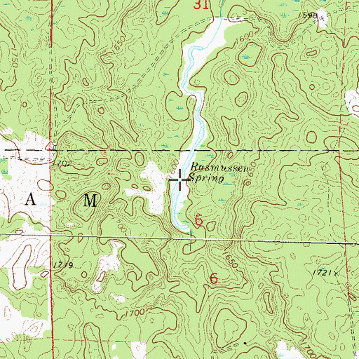 Topographic Map of Rasmussen Spring, WI