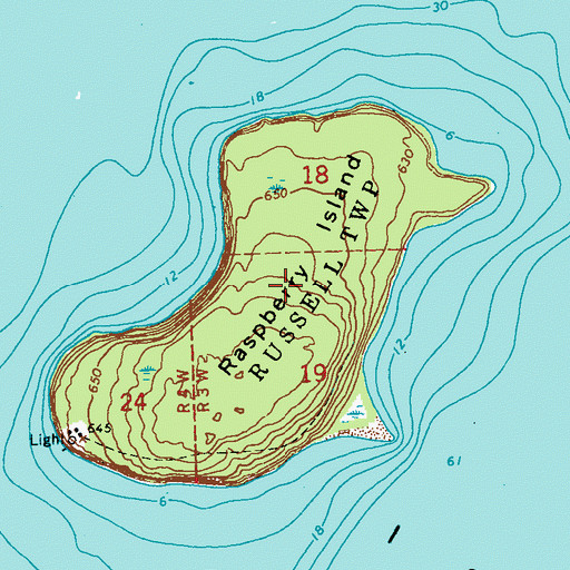 Topographic Map of Raspberry Island, WI