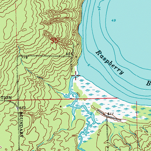 Topographic Map of Raspberry River, WI