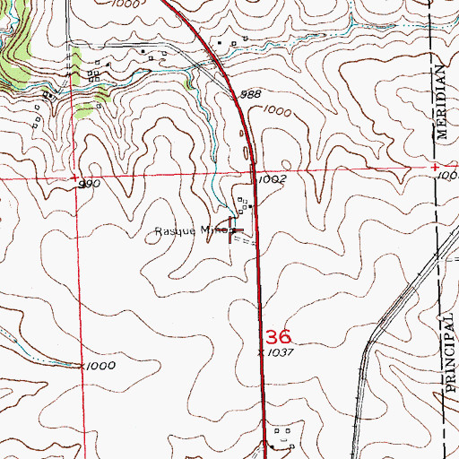 Topographic Map of Rasque Mine, WI