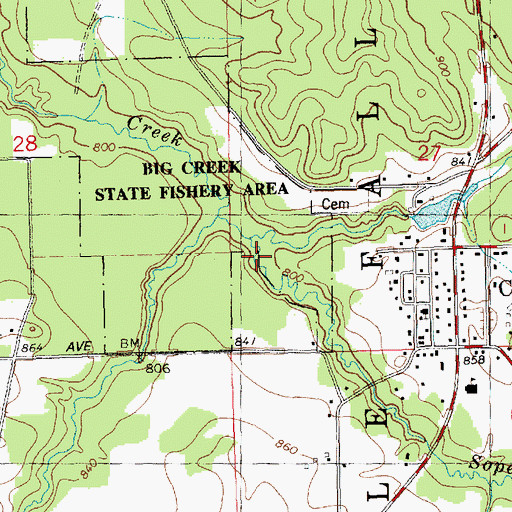 Topographic Map of Rathbone Creek, WI