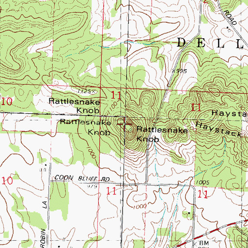 Topographic Map of Rattlesnake Knob, WI