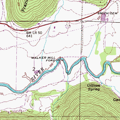 Topographic Map of Walker Mill Ford, AL