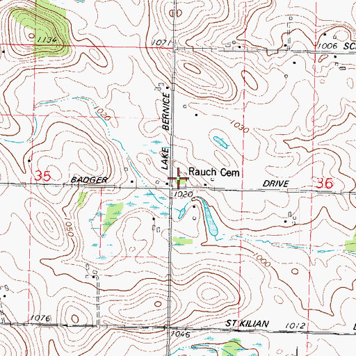 Topographic Map of Rauch Cemetery, WI