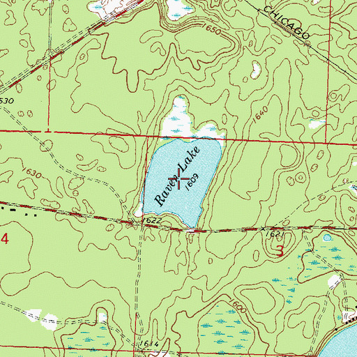 Topographic Map of Raven Lake, WI