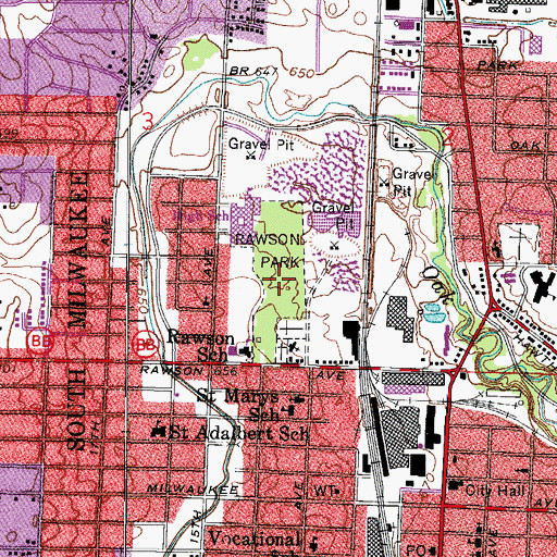 Topographic Map of Rawson Park, WI