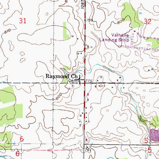 Topographic Map of Raymond Seventh Day Adventist Church, WI