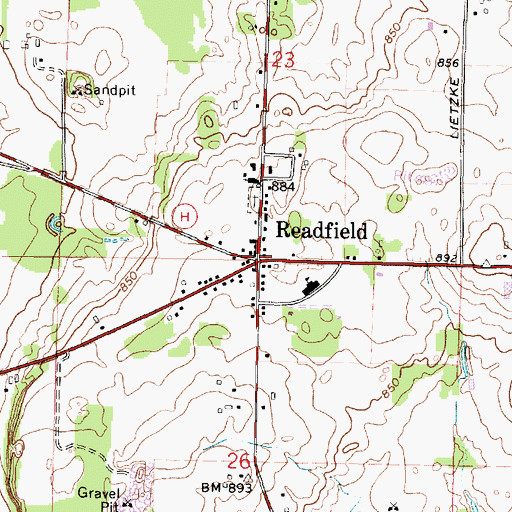 Topographic Map of Readfield, WI