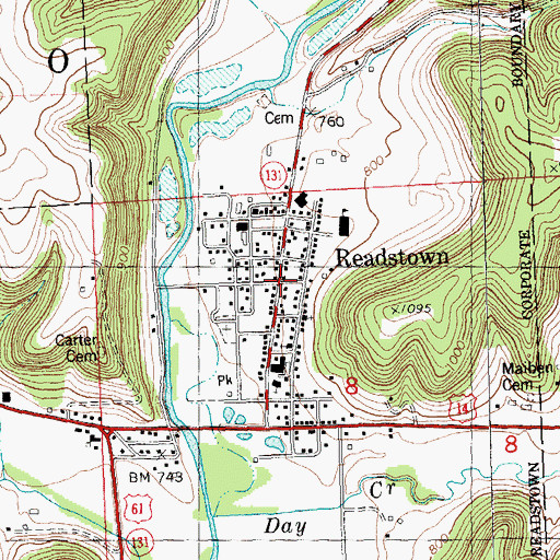 Topographic Map of Readstown, WI