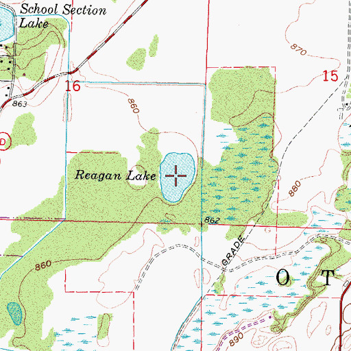 Topographic Map of Reagan Lake, WI