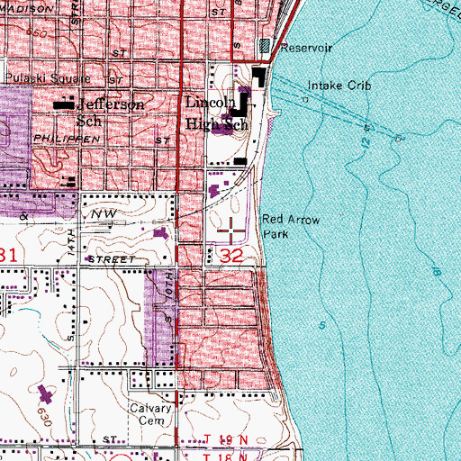 Topographic Map of Red Arrow Park, WI