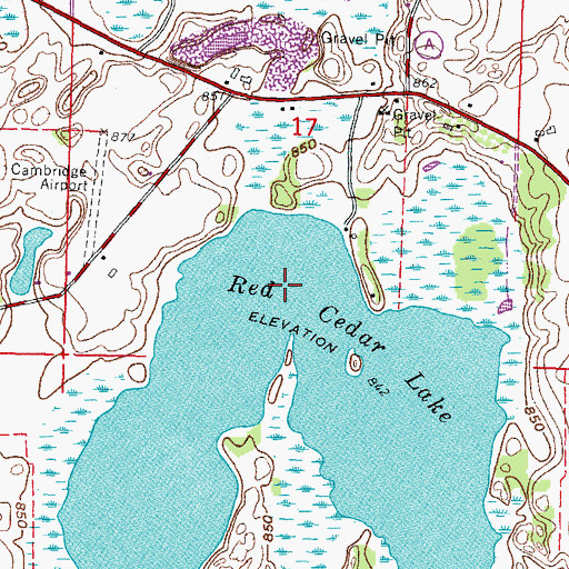 Topographic Map of Red Cedar Lake, WI