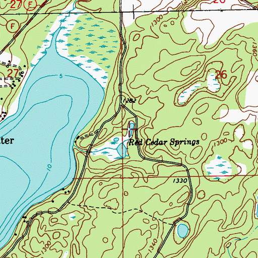 Topographic Map of Red Cedar Springs, WI