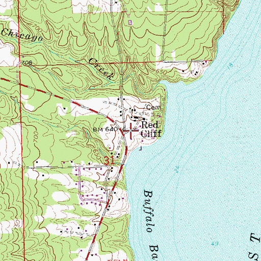 Topographic Map of Red Cliff, WI