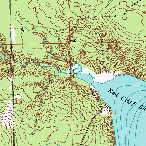 Topographic Map of Red Cliff Creek, WI