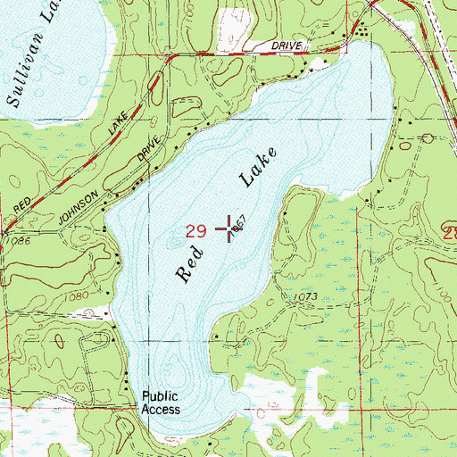 Topographic Map of Red Lake, WI