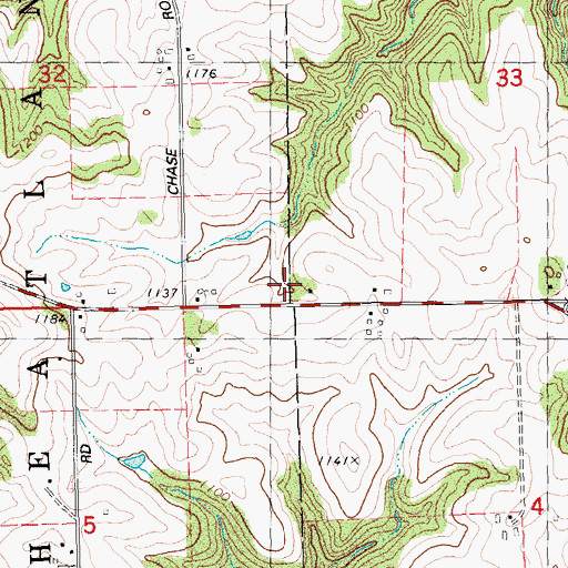 Topographic Map of Red Mound School (historical), WI