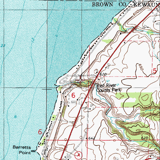 Topographic Map of Red River County Park, WI