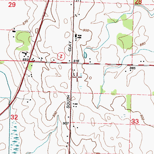 Topographic Map of Red School (historical), WI
