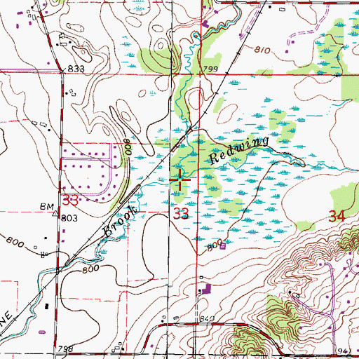 Topographic Map of Redwing Creek, WI