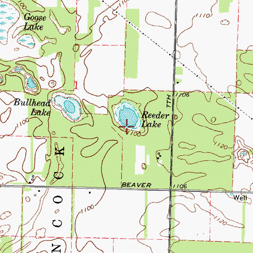 Topographic Map of Reeder Lake, WI
