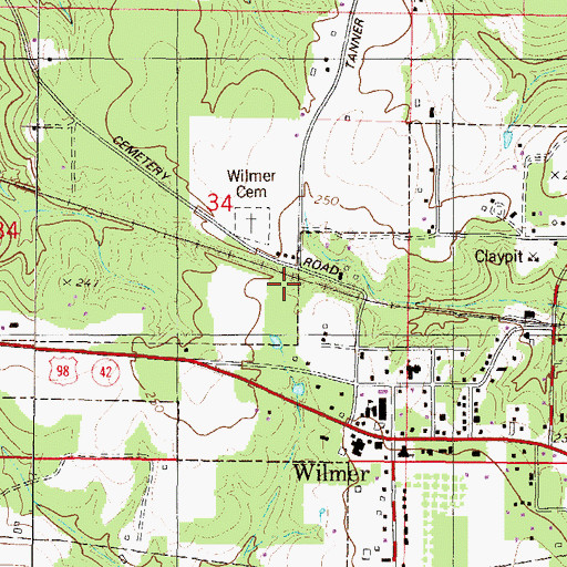 Topographic Map of Warley, AL