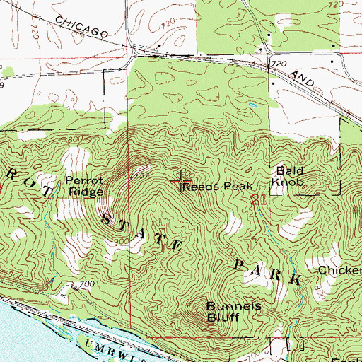Topographic Map of Reeds Peak, WI
