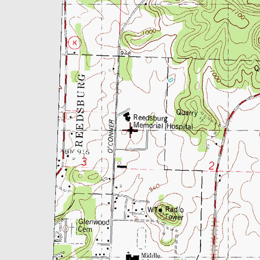 Topographic Map of Reedsburg Area Medical Center, WI