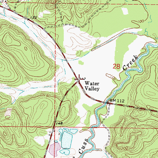 Topographic Map of Water Valley, AL