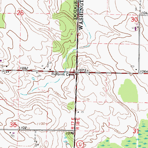Topographic Map of Reform Cemetery, WI